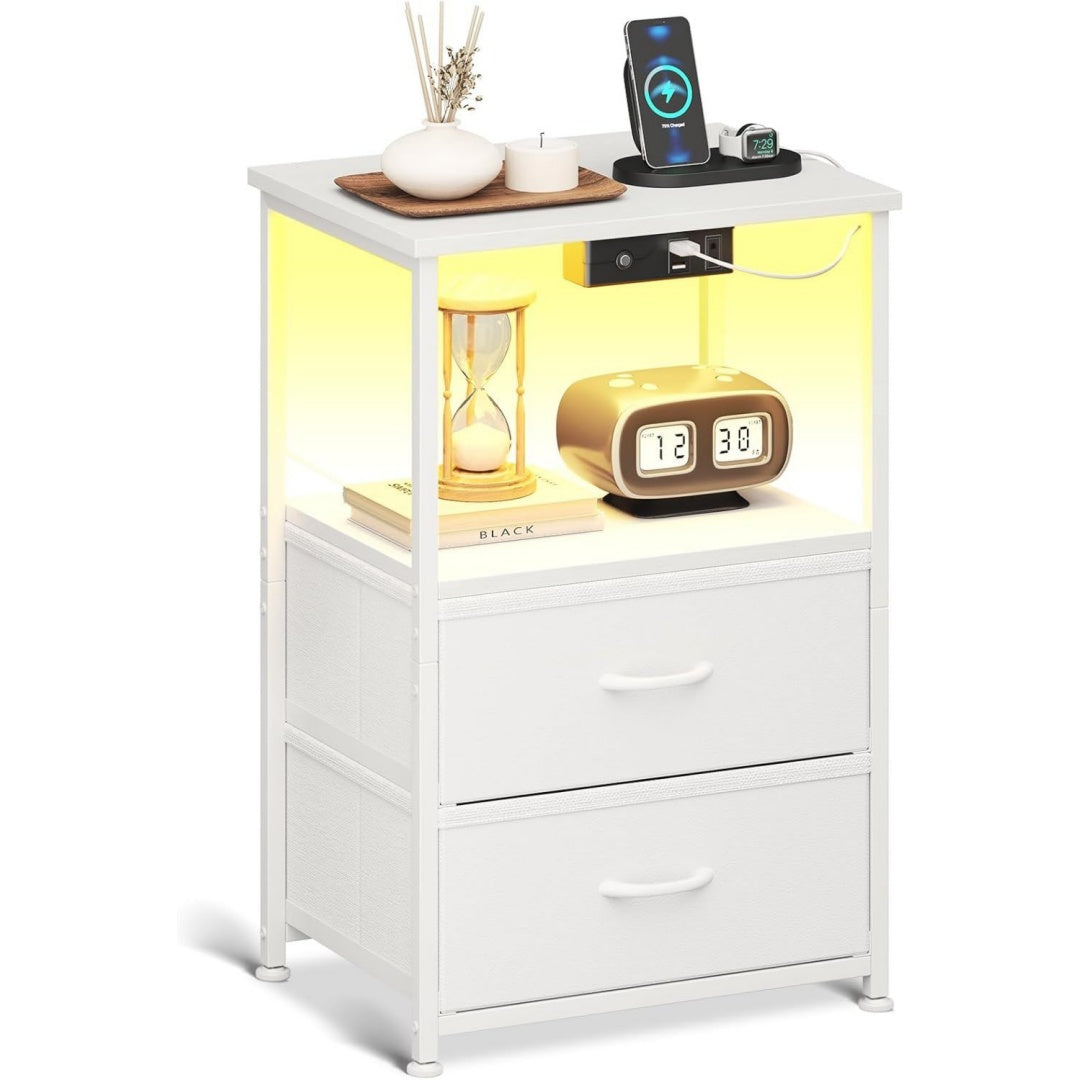 comodini bianco per letto con porta usb 8