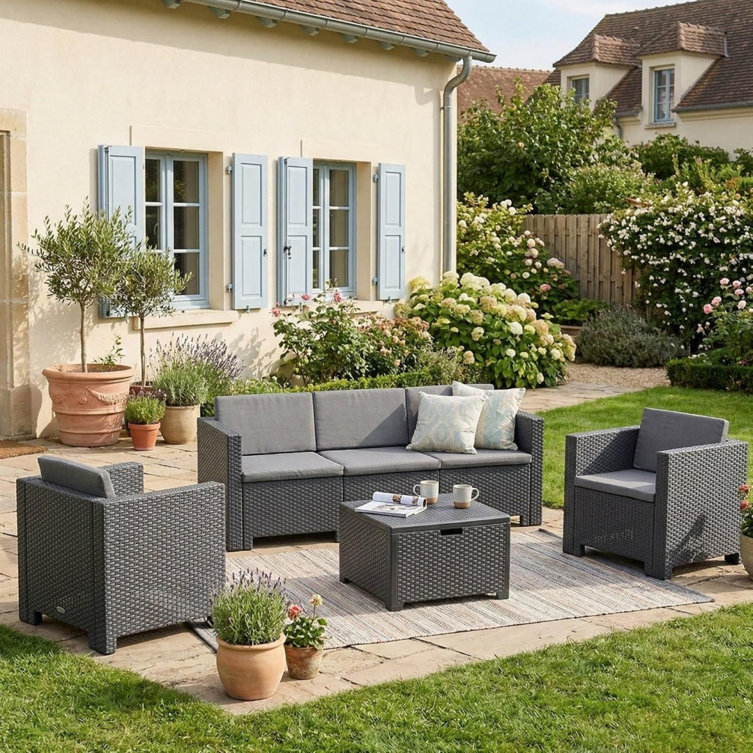 set soggiorno antracite plastica rinforzata relax resistente