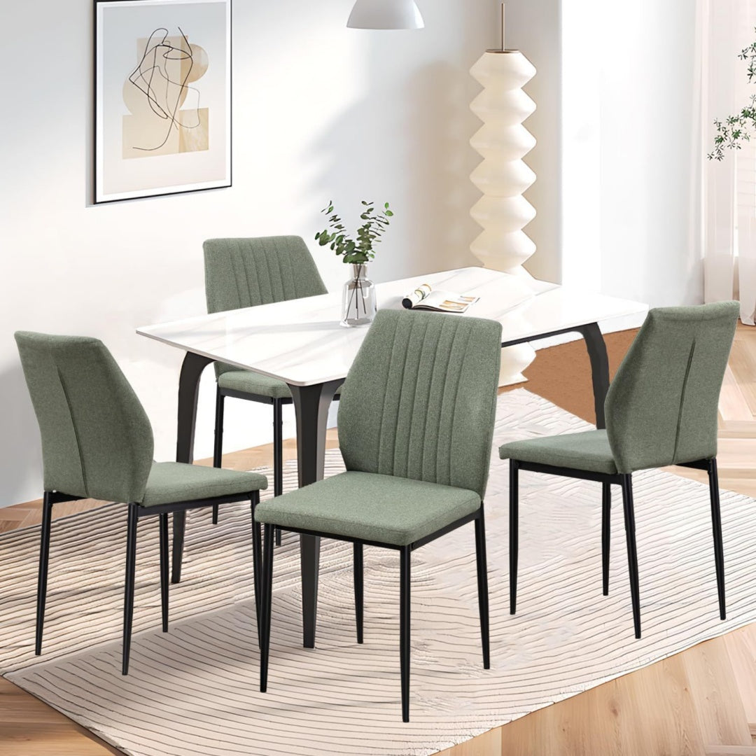 sedie verde per sala da pranzo con cuscini